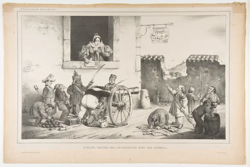 Children, Obey Me, Do Not Play With Those Weapons, from "L'Association Mensuelle no. 21" Wall Art by J. J. Grandville - High-Resolution Digital Print