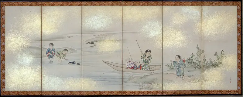 Children Playing in Summer and Winter Wall Art by Maruyama Ōshin - High-Resolution Digital Print