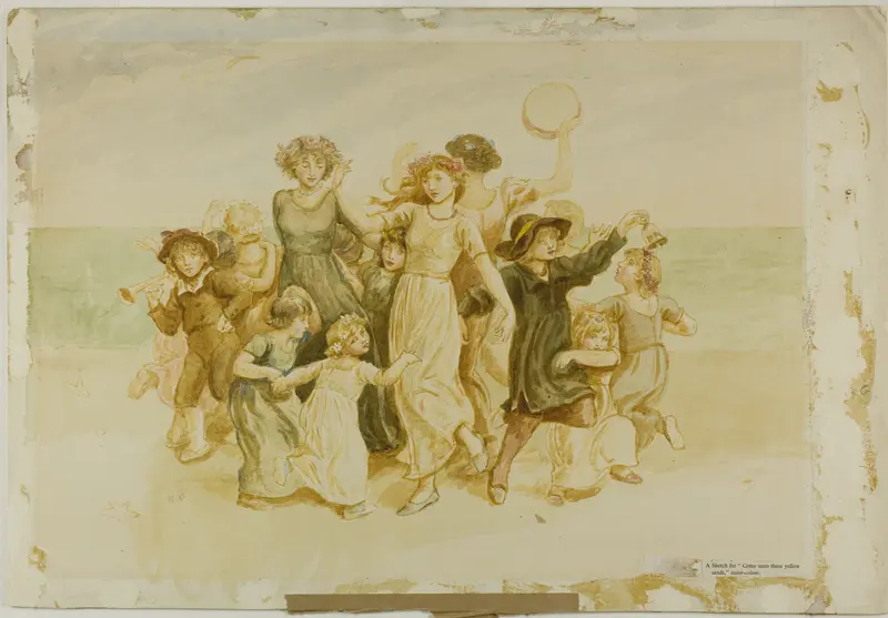 Children Playing on the Beach Wall Art by Kate Greenaway - High-Resolution Digital Print