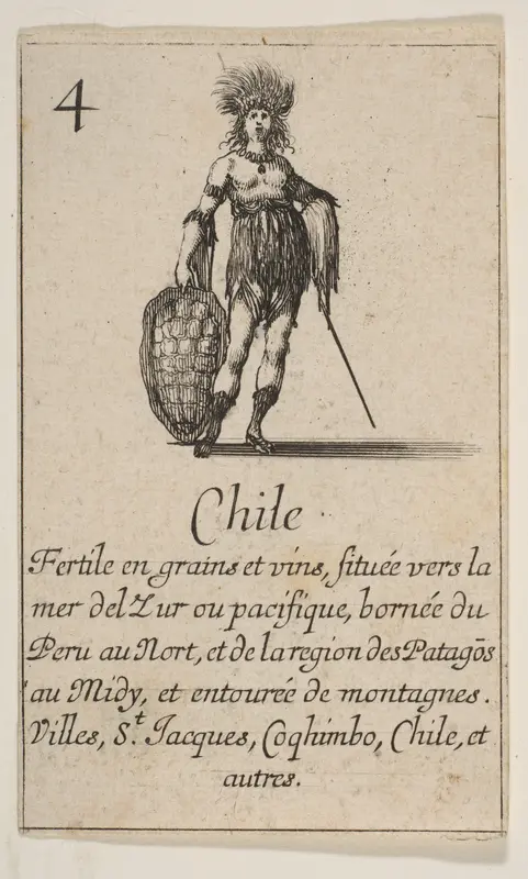 Chile, from the playing cards "Jeu de la Géographie" Wall Art by Stefano della Bella - High-Resolution Digital Print