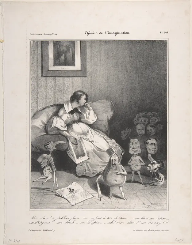 Chimera of the imagination, from "La Caricature" Wall Art by Honoré Daumier - High-Resolution Digital Print