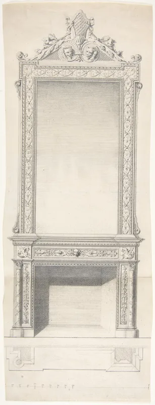 Chimneypiece Design with Mirror Wall Art by Anonymous, British, 19th century - High-Resolution Digital Print