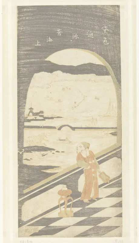 Chinese dichter uitkijkend over waterlandschap Wall Art by Unknown - High-Resolution Digital Print