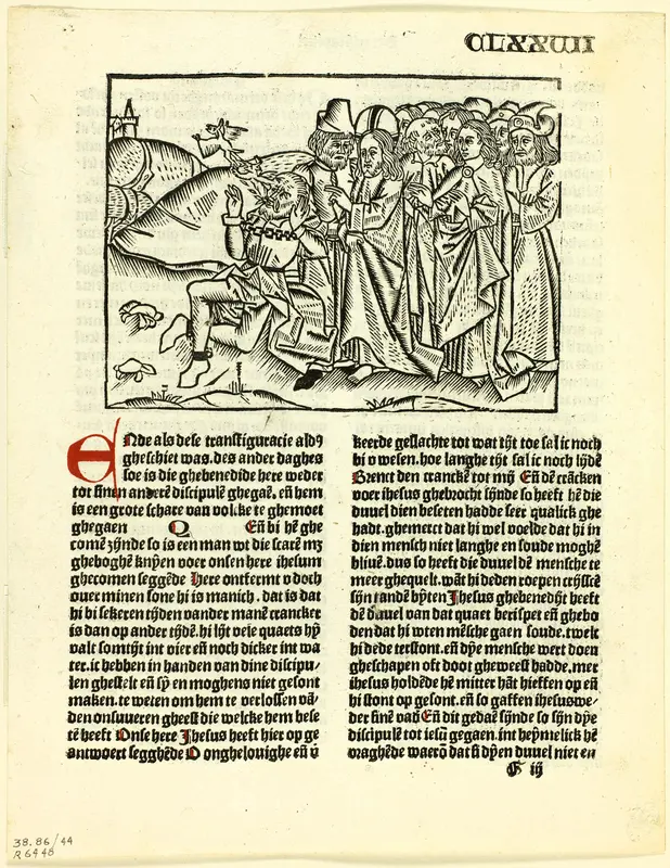Christ, after His Transfiguration, Exorcises the Devil from the Lunatic, from Leven Christi (Life of Christ), Plate 44 from Woodcuts from Books of the 15th Century Wall Art by Unknown artist - High-Resolution Digital Print