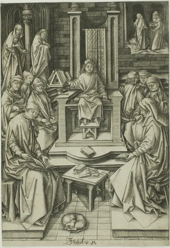 Christ Among the Doctors Wall Art by Israhel van Meckenem, the younger - High-Resolution Digital Print