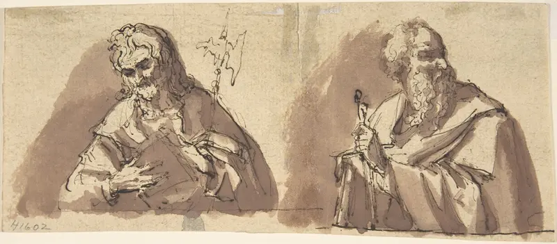 Christ (?) and an Apostle Wall Art by Anonymous, Italian, 18th century - High-Resolution Digital Print