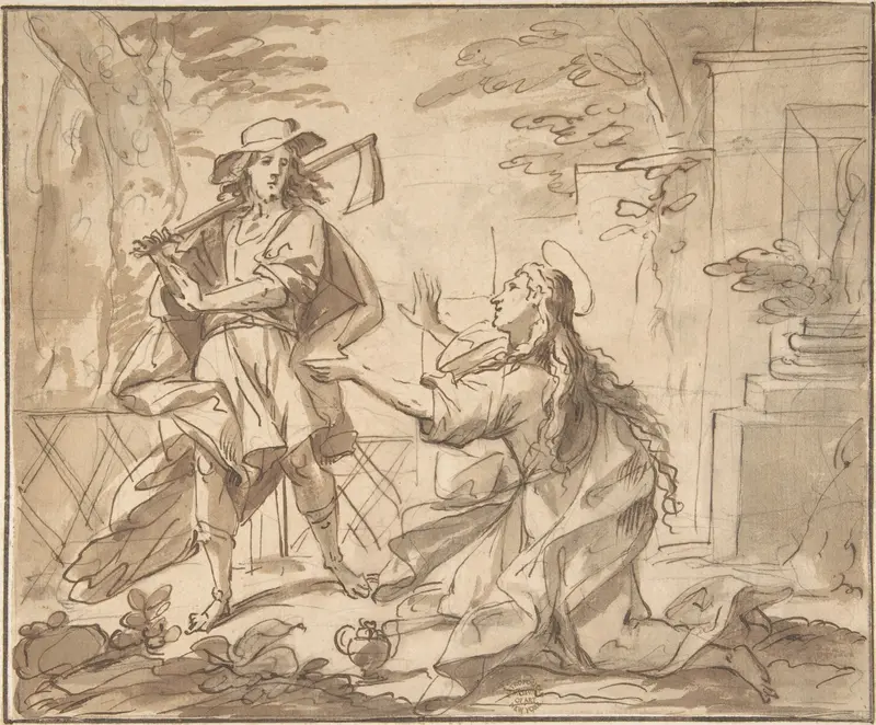 Christ and Mary Magdalen in the Garden Wall Art by Anonymous, Italian, Roman-Bolognese, 17th century - High-Resolution Digital Print