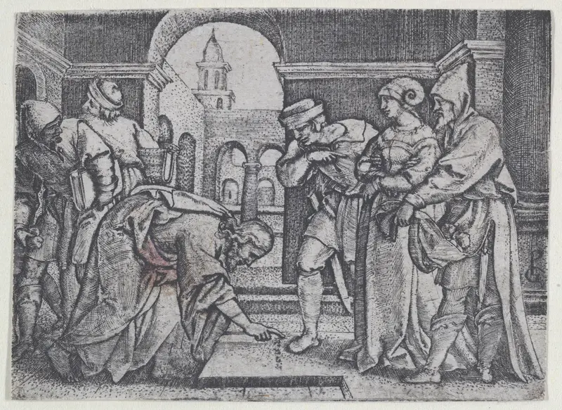 Christ and the Adulterous Woman Wall Art by Georg Pencz - High-Resolution Digital Print