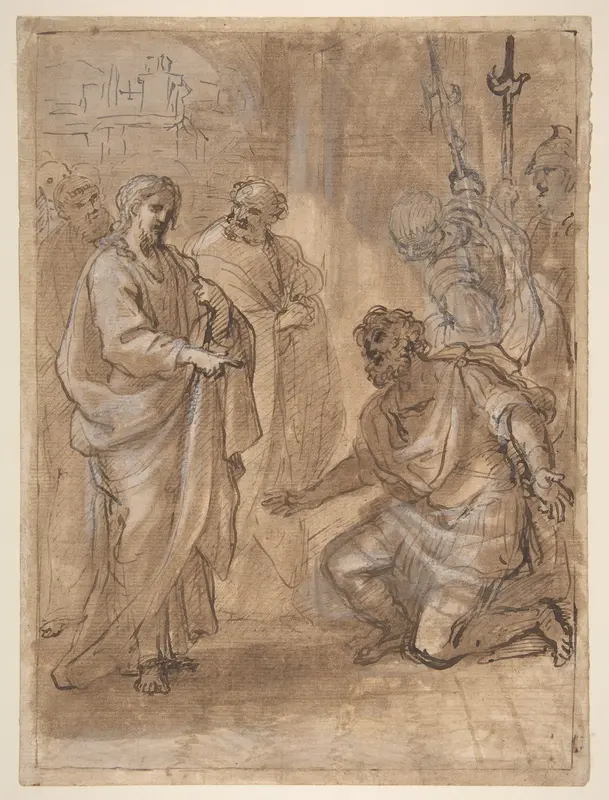Christ and the Centurion (recto); Figure Waving to Departing Ship (verso) Wall Art by Giuseppe Passeri (Passari) - High-Resolution Digital Print