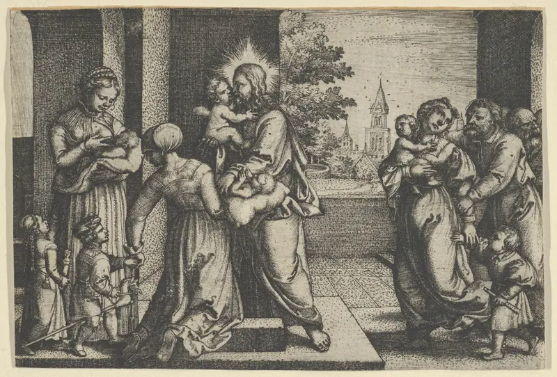 Christ and the Children Wall Art by Georg Pencz - High-Resolution Digital Print