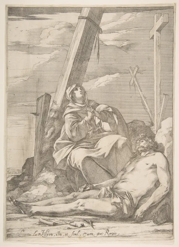 Christ and the Virgin at the Foot of the Cross Wall Art by Laurent de La Hyre - High-Resolution Digital Print