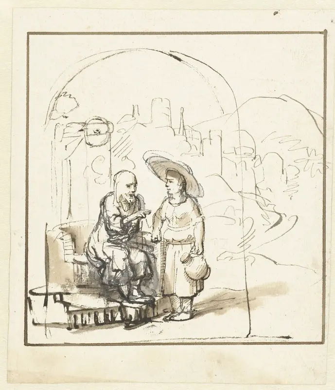 Christ and the Woman of Samaria Wall Art by Nicolaes Maes - High-Resolution Digital Print