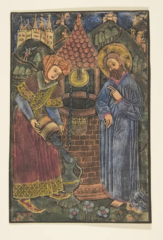 Christ and the Woman of Samaria Wall Art by Master with the Cologne Arms - High-Resolution Digital Print