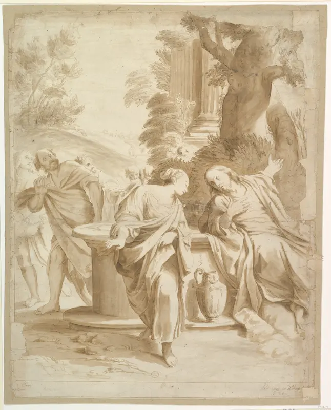 Christ and the Woman of Samaria Wall Art by Annibale Carracci - High-Resolution Digital Print
