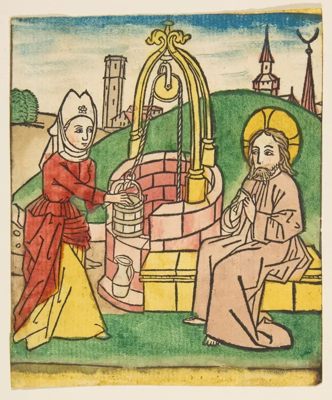Christ and the Woman of Samaria Wall Art by Anonymous, German, 15th century - High-Resolution Digital Print
