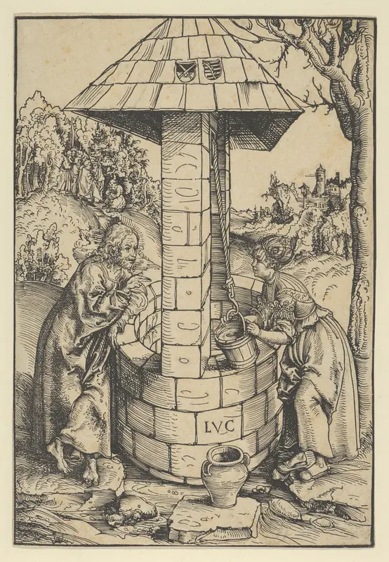 Christ and the Woman of Samaria Wall Art by Lucas Cranach the Elder - High-Resolution Digital Print