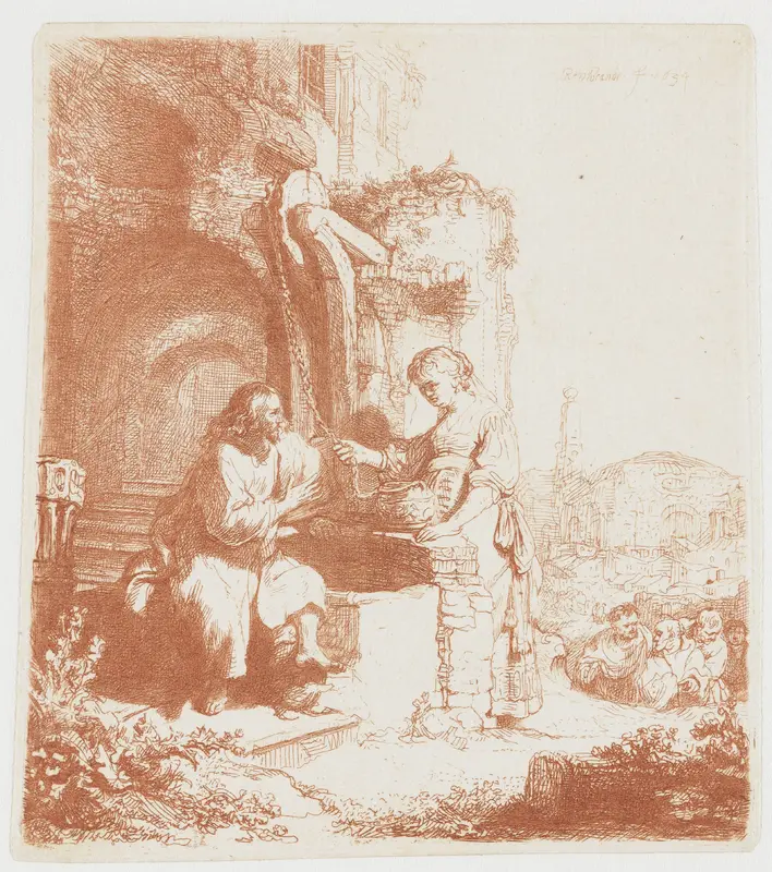 Christ and the woman of Samaria among ruins Wall Art by Unknown - High-Resolution Digital Print