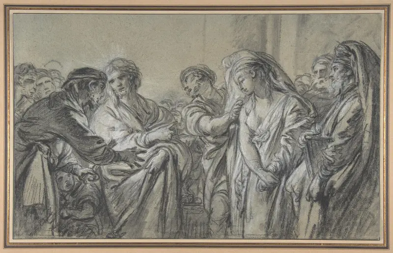 Christ and the Woman Taken in Adultery Wall Art by François Boucher - High-Resolution Digital Print