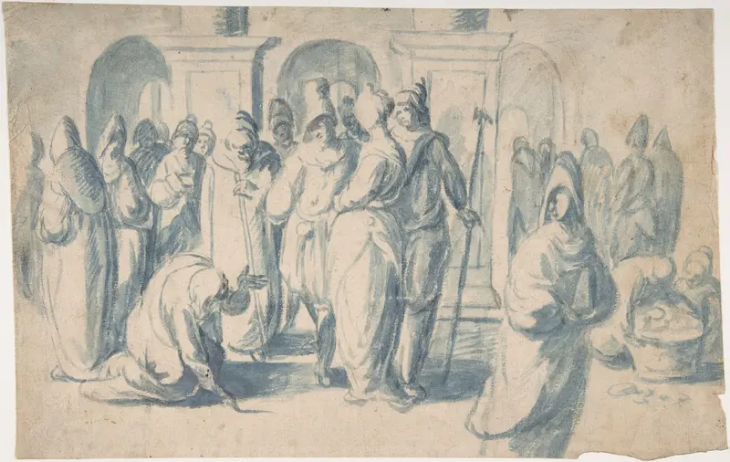 Christ and the Woman Taken in Adultery Wall Art by Belisario Corenzio - High-Resolution Digital Print
