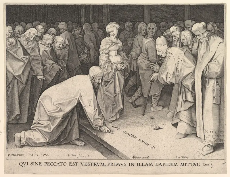 Christ and the Woman Taken in Adultery Wall Art by Pieter Perret - High-Resolution Digital Print