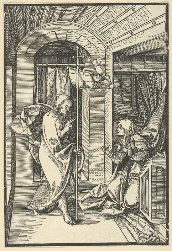 Christ Appearing to his Mother, from Speculum passionis domini nostri Ihesu Christi Wall Art by Hans Schäufelein - High-Resolution Digital Print