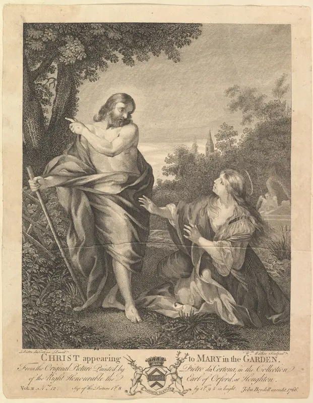 Christ Appearing to Mary in the Garden Wall Art by Pietro da Cortona (Pietro Berrettini) - High-Resolution Digital Print