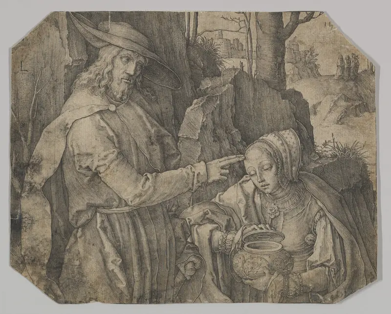 Christ Appearing to St. Mary Magdalene as a Gardener Wall Art by Lucas van Leyden - High-Resolution Digital Print
