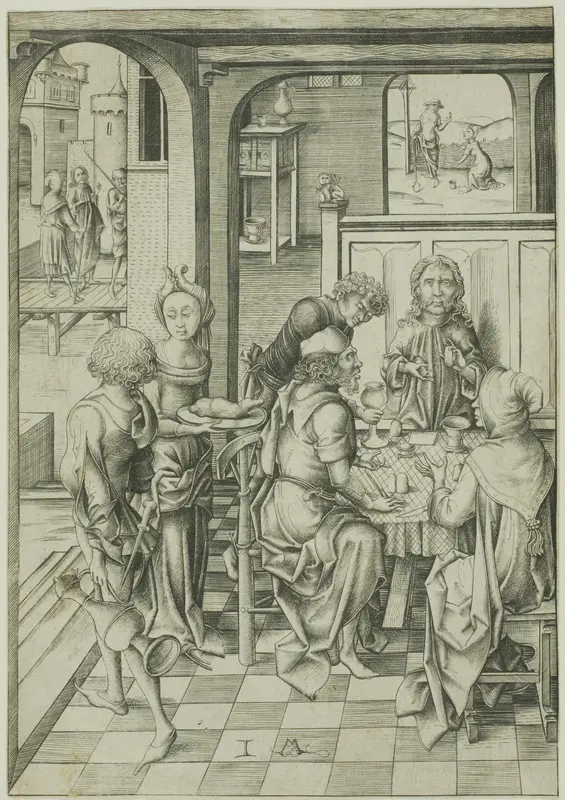 Christ at Emmaus Wall Art by Israhel van Meckenem, the younger - High-Resolution Digital Print