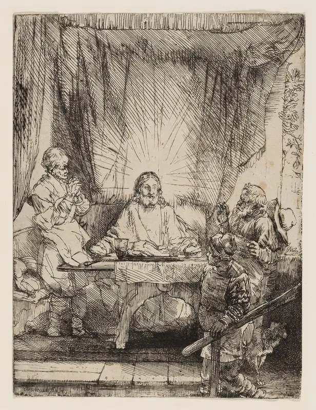Christ at Emmaus: The Larger Plate Wall Art by Rembrandt van Rijn - High-Resolution Digital Print