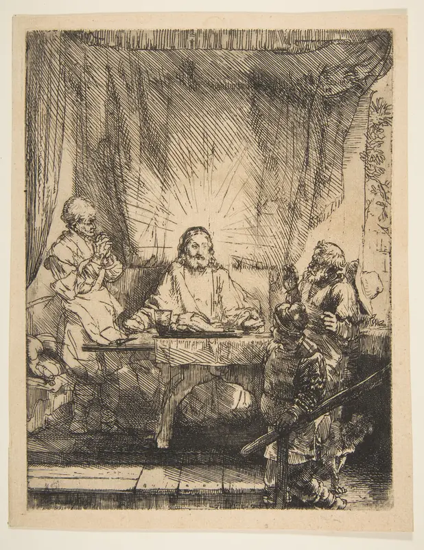 Christ at Emmaus: The Larger Plate Wall Art by Rembrandt (Rembrandt van Rijn) - High-Resolution Digital Print