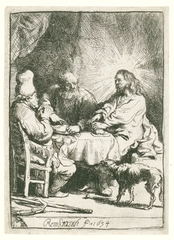 Christ at Emmaus: the smaller plate Wall Art by Unknown - High-Resolution Digital Print