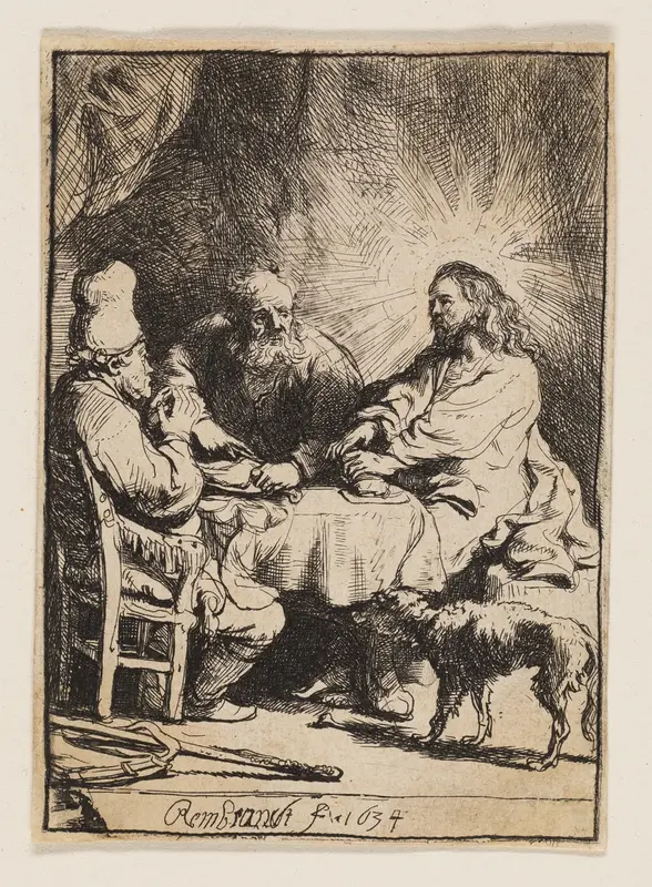 Christ at Emmaus: The Smaller Plate Wall Art by Rembrandt van Rijn - High-Resolution Digital Print