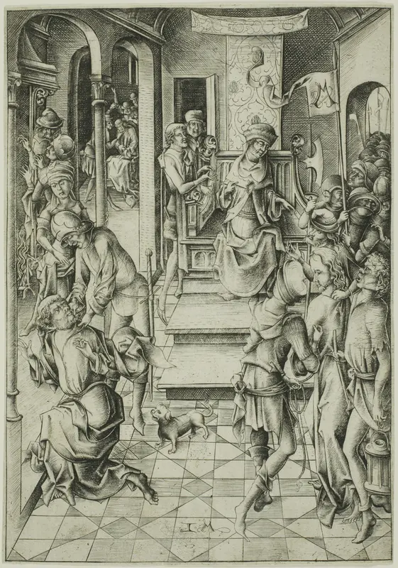 Christ before Annas Wall Art by Israhel van Meckenem, the younger - High-Resolution Digital Print