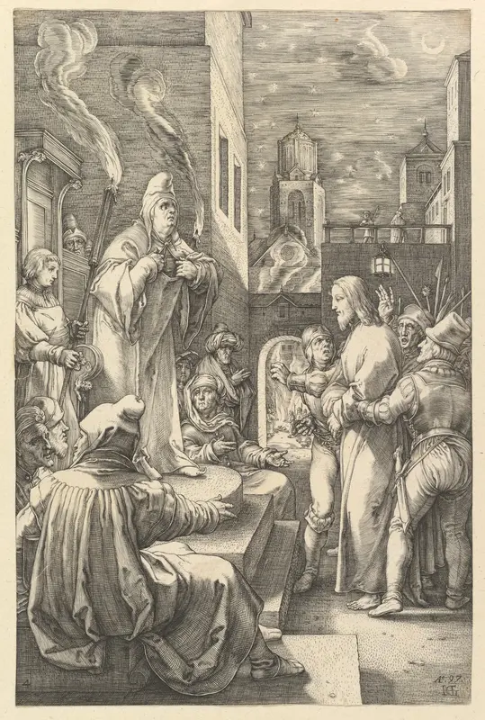Christ before Caiphas, from "The Passion of Christ" Wall Art by Hendrick Goltzius - High-Resolution Digital Print