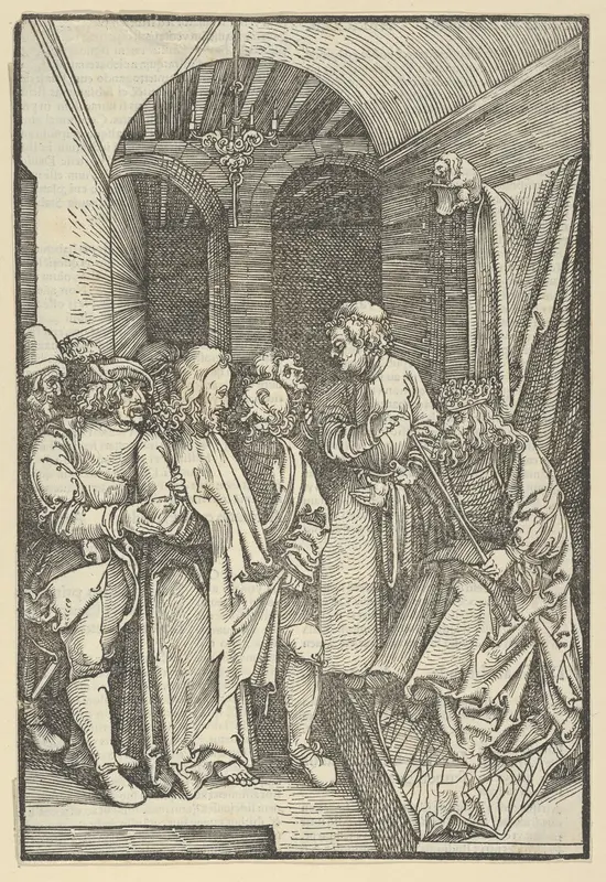 Christ before Herod in a Hall, from Speculum passionis domini nostri Ihesu Christi Wall Art by Hans Schäufelein - High-Resolution Digital Print