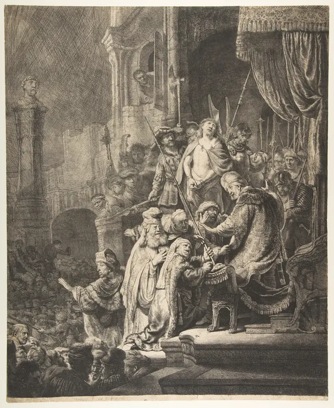 Christ Before Pilate: the large plate Wall Art by Rembrandt (Rembrandt van Rijn) - High-Resolution Digital Print