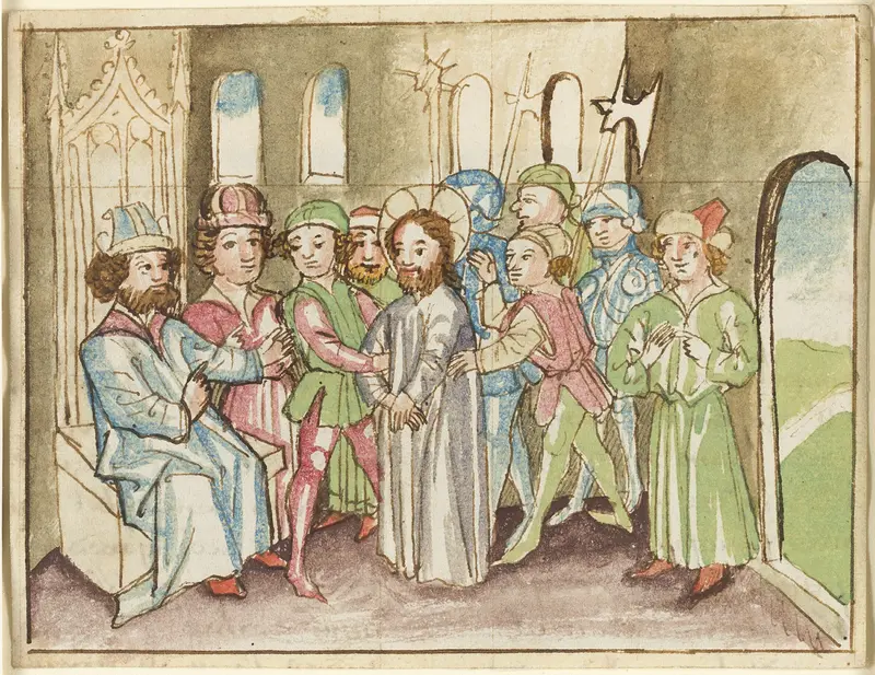 Christ before the High Priest Annas, from a Plenarium Wall Art by Unknown - High-Resolution Digital Print