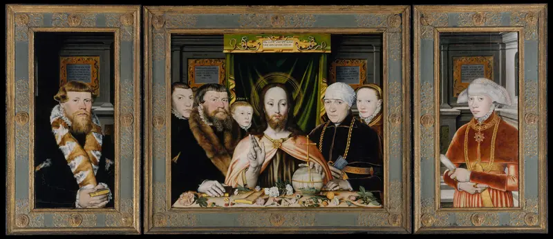 Christ Blessing, Surrounded by a Donor Family Wall Art by German Painter - High-Resolution Digital Print