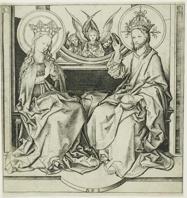Christ Blessing the Virgin Wall Art by Martin Schongauer - High-Resolution Digital Print