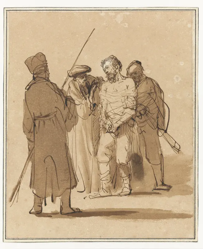 Christ Bound between Two Soldiers and a High Priest Wall Art by Gerbrand van den Eeckhout - High-Resolution Digital Print