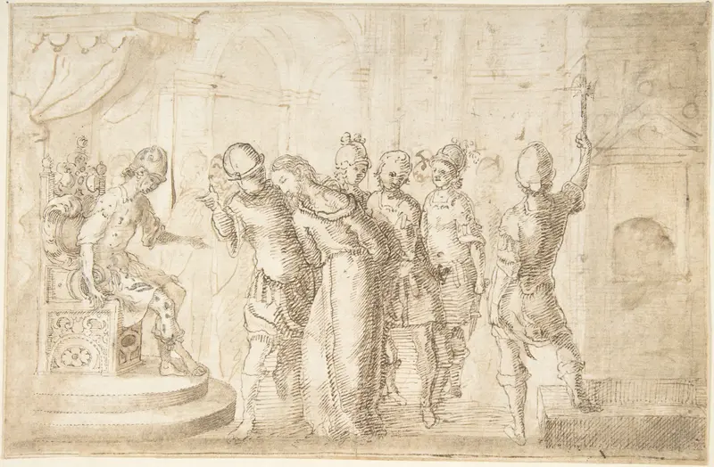 Christ Brought Before Pontius Pilate Wall Art by Anonymous, Spanish, School of Seville, 17th century - High-Resolution Digital Print