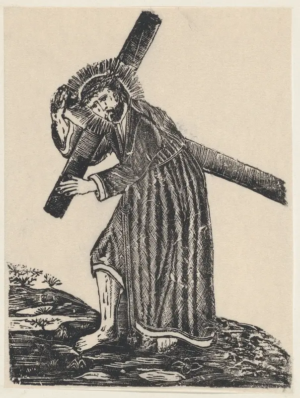 Christ carrying the cross Wall Art by Anonymous Mexican Artist - High-Resolution Digital Print