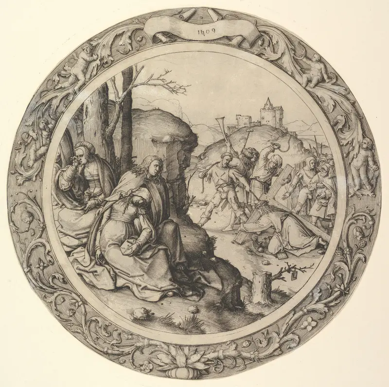 Christ Carrying the Cross, from the Circular Passion Wall Art by Lucas van Leyden - High-Resolution Digital Print