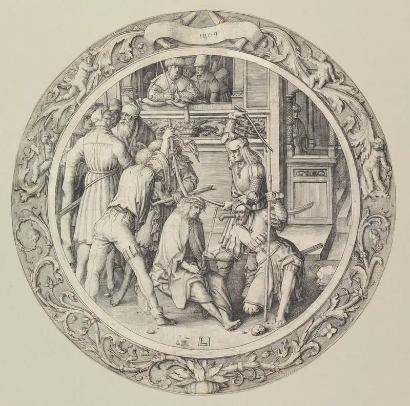 Christ Crowned with Thorns, from the Circular Passion Wall Art by Lucas van Leyden - High-Resolution Digital Print