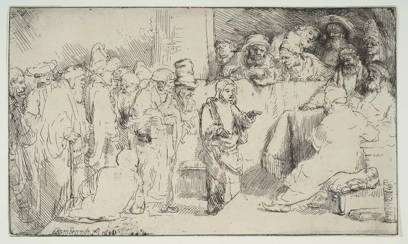 Christ Disputing with the Doctors; a sketch Wall Art by Rembrandt (Rembrandt van Rijn) - High-Resolution Digital Print