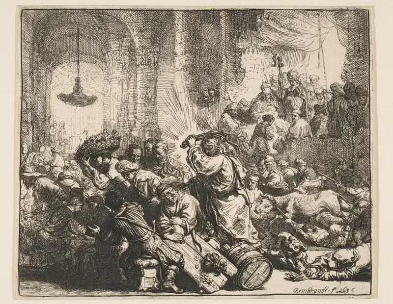 Christ Driving the Money Changers from the Temple Wall Art by Rembrandt (Rembrandt van Rijn) - High-Resolution Digital Print