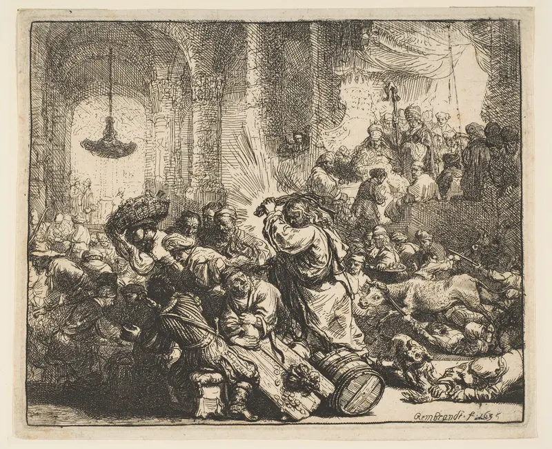 Christ Driving the Money-Changers from the Temple Wall Art by Rembrandt (Rembrandt van Rijn) - High-Resolution Digital Print
