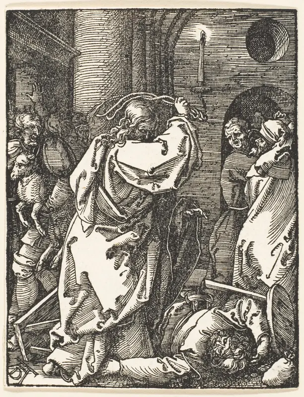 Christ Expelling the Money Lenders, from "The Small Passion" Wall Art by Albrecht Dürer - High-Resolution Digital Print