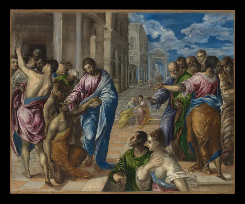 Christ Healing the Blind Wall Art by El Greco (Domenikos Theotokopoulos) - High-Resolution Digital Print