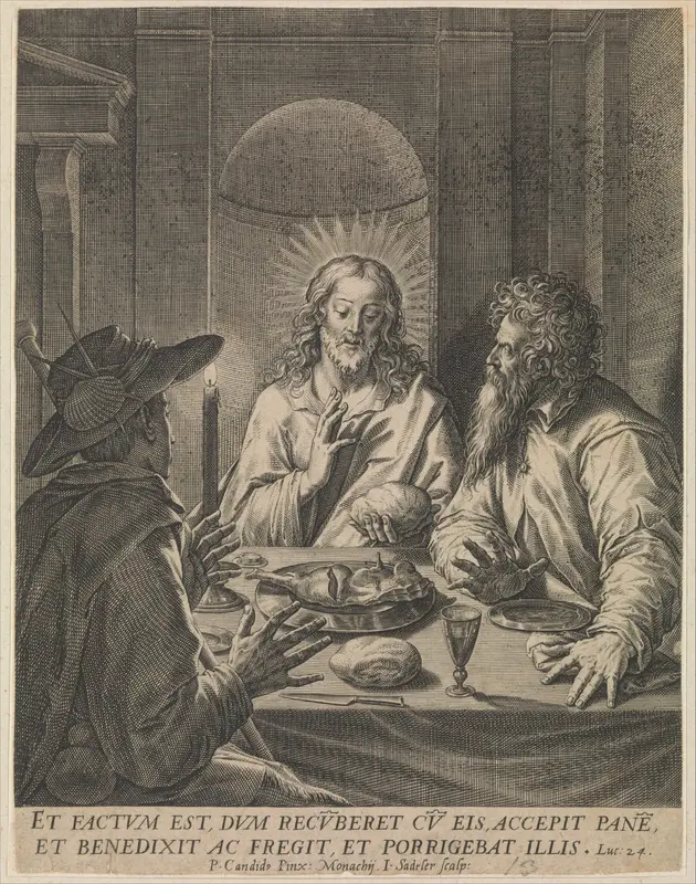 Christ in Emmaus Wall Art by Johann Sadeler I - High-Resolution Digital Print